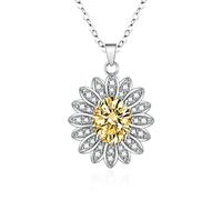 RVHAOODI Plated Necklace Set Necklaces Flower with Oval Cubic Zirconia Pendant Necklaces