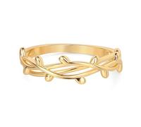 RVHAOODI Plated Vine Leaf Ring for Women Trendy Simple Band Stackable Rings Finger Jewelry Gifts