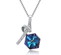 RVHAOODI prismatic pendant necklaces for women blue crystal and cubic zirconia anniversary necklace