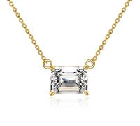RVHAOODI Real Necklace for Women, Yellow Square/Pear/Heart/Oval Cut Solitaire Diamond Pendant Necklace Valentines Day Christmas Gifts for Her Mom Girls, 16+2 Inch
