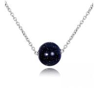 RVHAOODI s925 necklace pendant natural blue sand round pendant necklace party valentine's day gifts
