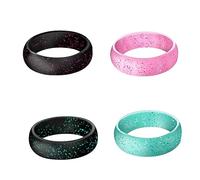 RVHAOODI Silicone Ring for Sports 4pcs Simple Styled Ring Set for Women Glitter Effect