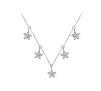 RVHAOODI Silver Micro-inlaid Zircon Flower Tassel Pendant Necklace for Women Wedding Jewelry Accessorie