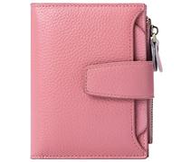 RVHAOODI Small Womens Wallet Genuine Leather Trifold Card Holder RFID Blocking Ladies Billfold Credit Card Holder with Zipper Coin Pocket Compact Mini Card Case Purse,N