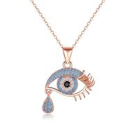 RVHAOODI Solid Over 925 Evil Eye Pendant Necklace for Women,Dainty Blue Evil Eye Tear Drop Choker Necklace,Fashion Christmas Jewelry Gift for Her