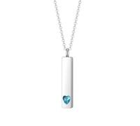 RVHAOODI Stainless Steel Cube Memorial Ashes Pendant Heart Crystal Cremation Urn Necklace Keepsake Jewelry-Blue
