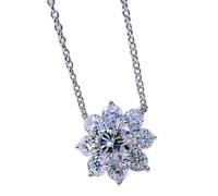RVHAOODI Sterling 8 MM Moissanite Gemstone Wedding Flowers Pendant Necklace For Women Fine Jewelry Gift