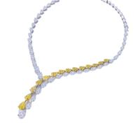 RVHAOODI Sterling Pear Fancy Vivid Yellow Sapphire Moissanite Pendant Necklaces for Women Gift