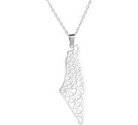 RVHAOODI Sterling Silver Israel For And Men, Israel Pendant - Israel Map Pendant Country Geography, For Patriots
