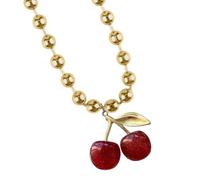 RVHAOODI Stylish Acrylic Cherrys Pendant Necklace for Ladies' Parties and Everyday Wear