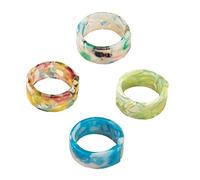 RVHAOODI Stylish Decorative Ring Unisex Acrylic Resin Ring Set Fashionable Finger Jewelry Addition for Outfit