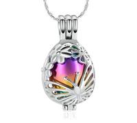 RVHAOODI Teardrop Cremation Jewelry for Ashes Memorial Urn Necklace Hollow Butterfly Flower Pendant Locket Keepsake for Women Girls-Colorful