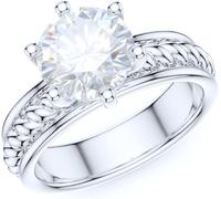 RVHAOODI Twisted Rope Comfortable Shank 2CT Simulated Round Diamond or Moissanite Promise Engagement Ring