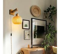 RVHAOODI Wall Lamps Lights Boho with Switch Wood Design Rustic Farmhouse Decorative (Bulbs not Included) for Living Room Bedroom (B)
