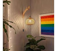 RVHAOODI Wall Lamps Lights Boho with Switch Wood Design Rustic Farmhouse Decorative (Bulbs not Included) for Living Room Bedroom (B)