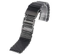 RVHAOODI Watch Strap 20mm 22mm 24mm Stainless Steel Watch Band Men Mesh Strap Replacement Black Push Button Bracelet (Band Width:22mm)