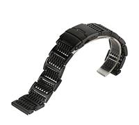 RVHAOODI Watch Strap Silver/Black 20/22/24Mm Mesh Stainless Steel Strap Folding Clasp Men's Watch Replacement Bracelet /24Mm/Black