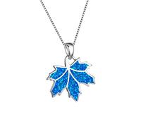 RVHAOODI white blue fire opal pendants maple leaf necklaces for women wedding jewelry chain necklace