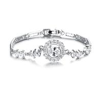 RVHAOODI Women/Girls Bracelet Women Bracelet Armreif Sterling Silver White Cubic Zirconia Ring Hand Stainless Bracelet Fashion Jewellery Chain, Allergy Free, Valentine's Day Gift