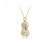 RVHAOODI Women/Girls Chain with Pendant Sterling Silver Silver with Cubic Zirconia Pearl with Peanut Pendant Hypoallergenic Happy Y Necklace Short Necklace as Muttertag Christmas Birthday Gift