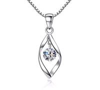 RVHAOODI Women's/Girls' Necklace Sterling Silver Silver with Pendant, Twist Love Line with Zirconia Y Chain, Christmas Gifts, for Women, Girlfriend, Silver, Cubic Zirconia