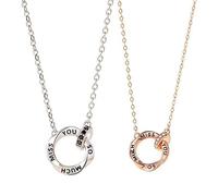 RVHAOODI Women's Round Interlocking Silver Rose/Silver, Couples Clavicle Chain Jewelry,rose