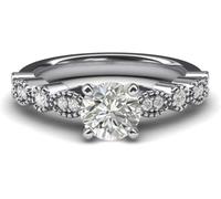 RVHAOODI Women's Vintage-inspired Milgrain Marquise and Dot Simulated Diamond Engagement Ring Matching Wedding Ring Set