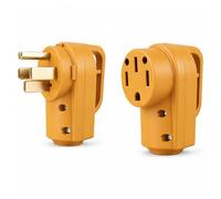 Rvhouse 50A RV Replacement Plug Set, 14-50P and 14-50R for 6/8 AWG, Yellow | ETL Listed Kit with Easy Wiring, Grip Handles, Copper Contacts, Strain Relief and Flame-Retardant Housing