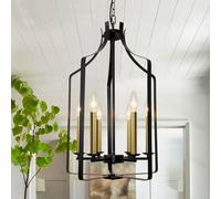 Rviezza Modern Ceiling Lights Black and Gold Candelier, Geometric Metal 6 Light Ceiling Pendant Light Fittings, Industrial Ceiling Lights Black Gold (E14 Dimmable Sockets, Bulbs Not Incl