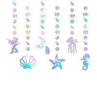 RVLZKCPG 6 Pcs Mermaid Party Decorations, Holographic Under the Sea Party Decorations, Mermaid Birthday Decorations, Mermaid Garland Streamer for Party, Room, Baby Shower Decor