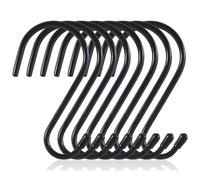 RVLZKCPG 8Pc Stainless Steel Heavy Duty S Hooks, 15 cm, 30 kg Max Load, Black Coated, Anti-Rust for Kitchen, Bathroom