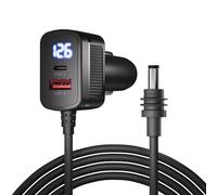 RVMARINEPAT Starlink Mini Power Cable DC Cigarette Lighter Power Cable with Type-C Port, QC 3.0 Port & Voltmeter Display, 3-in-1 Starlink Mini DC Cable Fast Charging for Car Truck RV Ship
