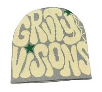 Rvnsu Y2K Beanies Letter Printing Knitted Hat Fashion Hip Hop Trend Beanie Winter Warm Woolen Hat for Women Man Pullover Hat, Grey, One Size