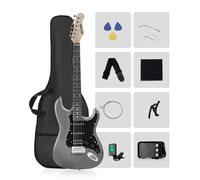RVONE RST-150 39" Beginner Electric Guitar Kit with Amp & HSS Pickups | Complete Starter Set for Newcomers w/Essentials | Gig Bag, Extra Strings, Digital Tuner, Capo, Strap | Home Practice (Black)