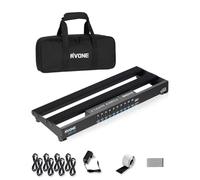 RVONE Small Guitar Pedal Board with Power Supply, 10 Isolated Outputs Aluminum Alloy Portable Board with Bag, Compact Mini Powered Pedalboard for Guitar Effects (14.5"x5.2", Black)