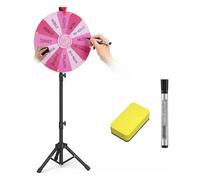 RVOWTAGL 24 Inch Prize Wheel Spinner with Stand Adjustable 40-78 with Dry Erase Marker Eraser, Prize Wheel Spinner Stable Tripod Base for Prizes, DIY Wheel Spinner for Trade Shows,Pink