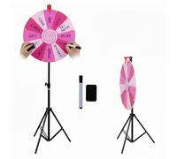 RVOWTAGL 24-inch Prize Wheel Spinner with Stand with Folding Tripod Stand, 12 Color Slots Dry, Spin the Wheel Stable Tripod Base for Prizes, DIY Wheel Spinner for Trade Shows,Pink