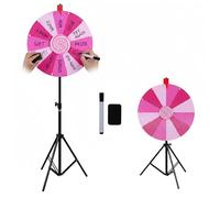 RVOWTAGL 24 Inch Spin Wheel for Prizes Adjustable 40-78 with Dry Erase Marker Eraser, Spin the Wheel with Stand with Stable Tripod Stand for Prizes, DIY Wheel Spinner for Trade Shows,Pink