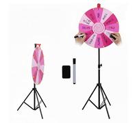 RVOWTAGL 24-inch Spinning Prize Wheel Adjustable 40-78 with Dry Erase Marker Eraser, Spin the Wheel Tabletop with Stand for Prizes, DIY Wheel Spinner for Trade Shows,Pink
