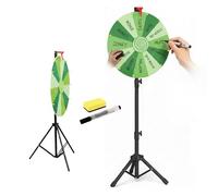 RVOWTAGL 24 Inch Spinning Prize Wheel with Folding Tripod Stand, 12 Color Slots Dry, Spin the Wheel Tabletop with Stand for Prizes, DIY Wheel Spinner for Trade Shows,Green