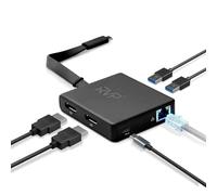 RVP+ USB C Docking Station Dual Monitor, 6-in-1, 100W Laptop-Charging, DisplayPort Multi-Stream Transport (MST), Ethernet, Compatible with Thunderbolt 3 Laptop (RVP-601)