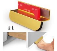 RVPEKUPE 2-Pack Under Cabinet Foot Pull with Adhesive and Screws, Hands Free Toe Foot Pull Opener for Kitchen Trash Cabinet Drawer, 4 Inch (Gold)