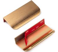 RVPEKUPE 5-Pack Adhesive Edge Finger Pulls for Cabinets No Drill Hidden Drawer Pulls Flat Stick On Cabinet Handles (Brushed Gold, 3.15" Length)