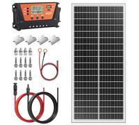Rvpozwer 100W Monocrystalline Solar Panel Kit, N-Type Solar Module with MPPT 30A Solar Charge Regulator,Solar Cable, Z-Mounting Clamps,for 12 Volt Battery,for Motorhomes, Boats, Trailers (100w kit)