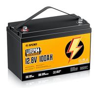 Rvpozwer 12V 100Ah LiFePO4 Battery, Built-in 100A BMS, 18000 Deep Cycles, 1280Wh, Low Temp Protection Lithium Iron Phosphate Battery for Home Energy, RV, Trolling Motor, Marine, Solar, Off-Grid
