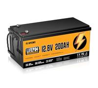 Rvpozwer 12V 200Ah LiFePO4 Battery, Built-in 200A BMS, 18000 Deep Cycles, 2560Wh, Low Temp Protection Lithium Iron Phosphate Battery for Home Energy, RV, Trolling Motor, Marine, Solar, Off-Grid