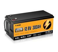 Rvpozwer 12V 300Ah LiFePO4 Battery, Built-in 200A BMS, 18000 Deep Cycles, 3840Wh, Low Temp Protection Lithium Iron Phosphate Battery for Home Energy, RV, Trolling Motor, Marine, Solar, Off-Grid