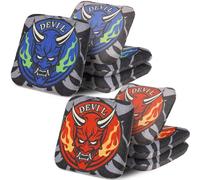 RVRAYS Cornhole Bags Set of 8 Regulation Professional Cornhore Bags Slick and Stick Bean Bags for Cornhole Game Changer Cornhole Bags with Storage Bags Demon
