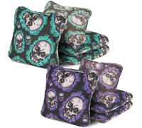 RVRAYS Cornhole Bags Set of 8 Regulation Professional Cornhore Bags Slick and Stick Bean Bags for Cornhole Game Changer Cornhole Bags with Storage Bags Skeleton