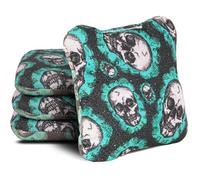 RVRAYS Cornhole Bags Set Regulation Professional Cornhore Bags Slick and Stick Bean Bags for Cornhole Game Changer Cornhole Bags with Storage Bags Skeleton Green